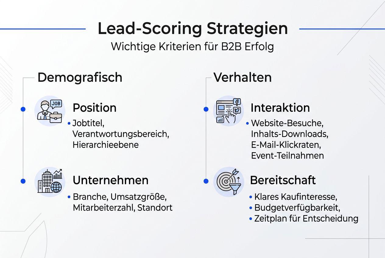 Diese Infografik bietet einen anschaulichen Überblick über die wichtigsten Kriterien beim Lead-Scoring.