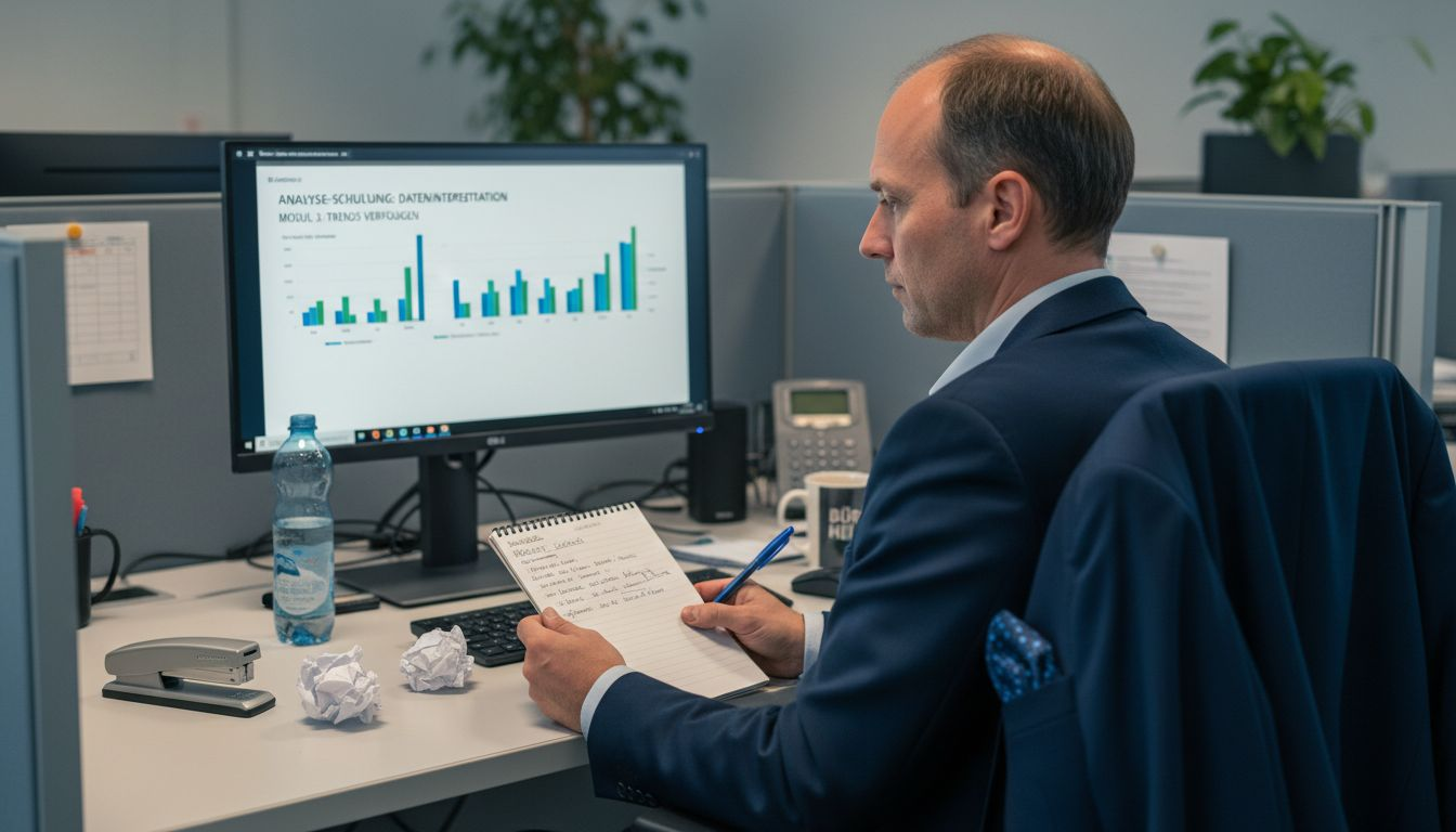 Ein Angestellter vertieft sich am Computer in die Welt der Datenanalyse.