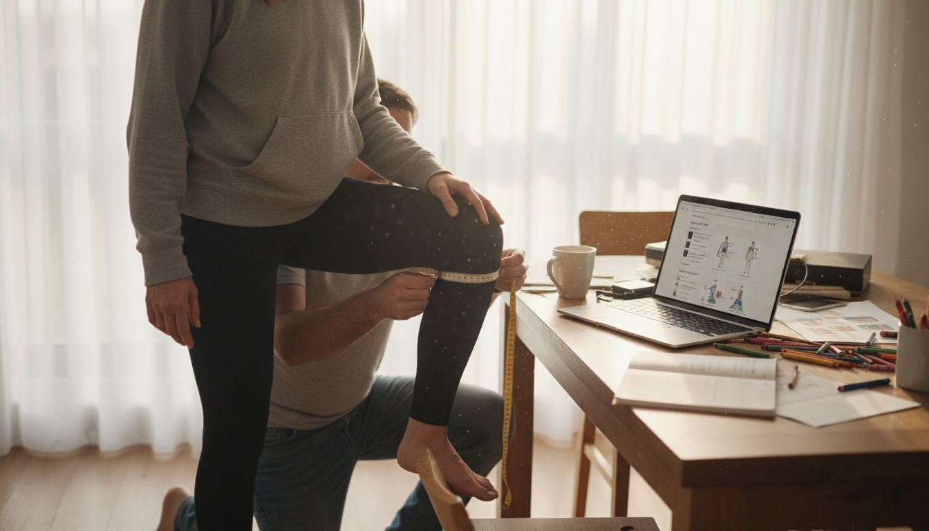 Measuring knee circumference with tape