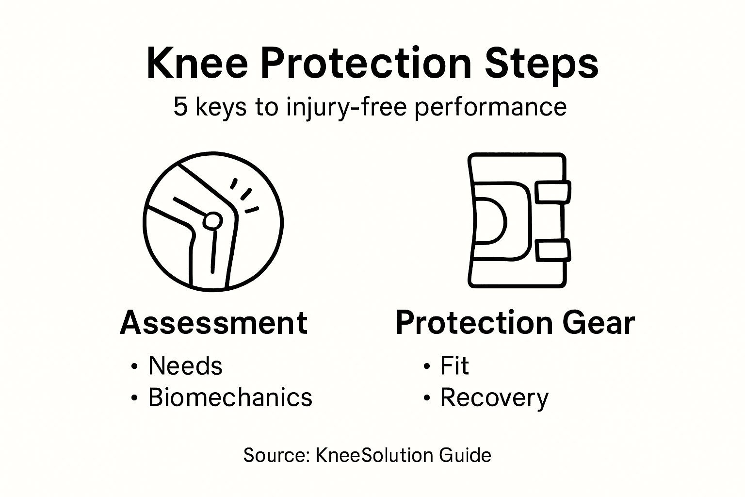 Infographic showing key steps for knee protection