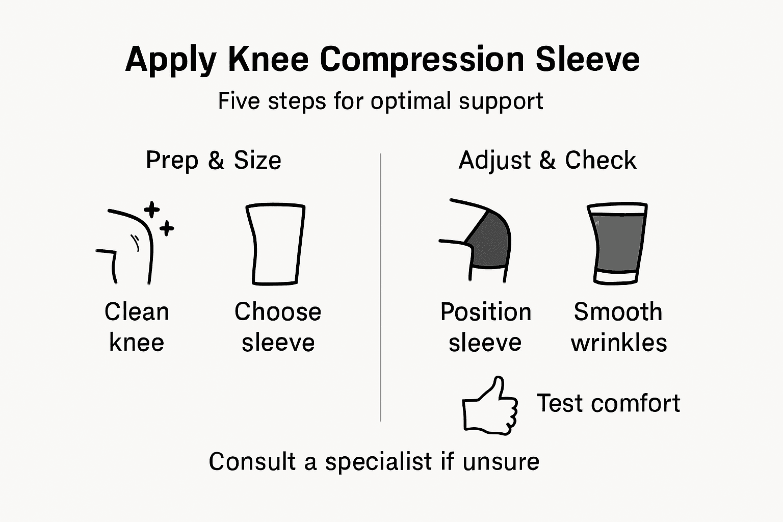 Infographic summarizes knee sleeve application steps