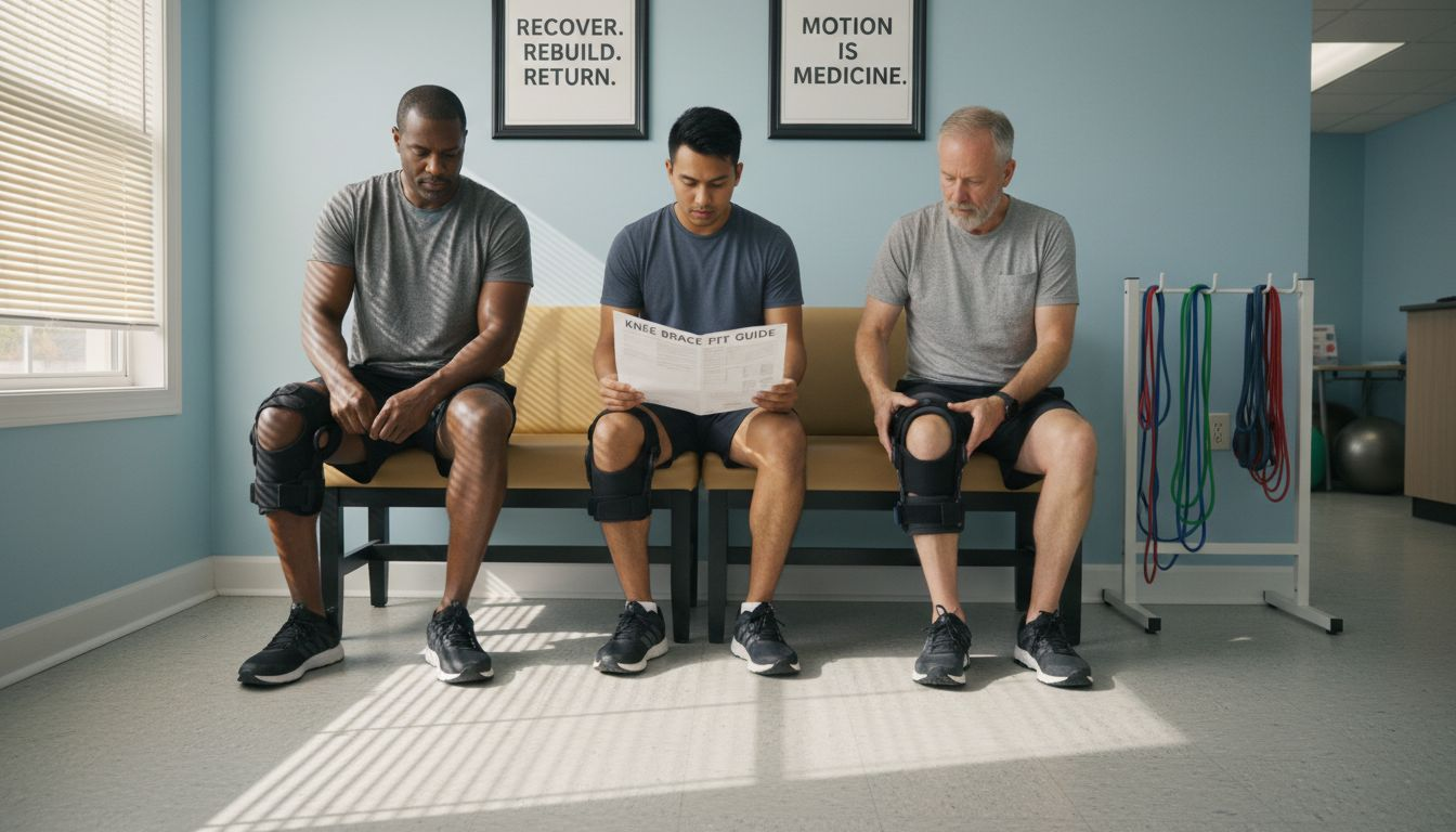 People trying on different knee braces