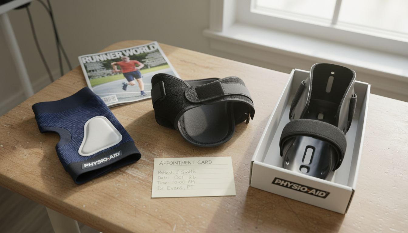 Various Achilles supports displayed on clinic table