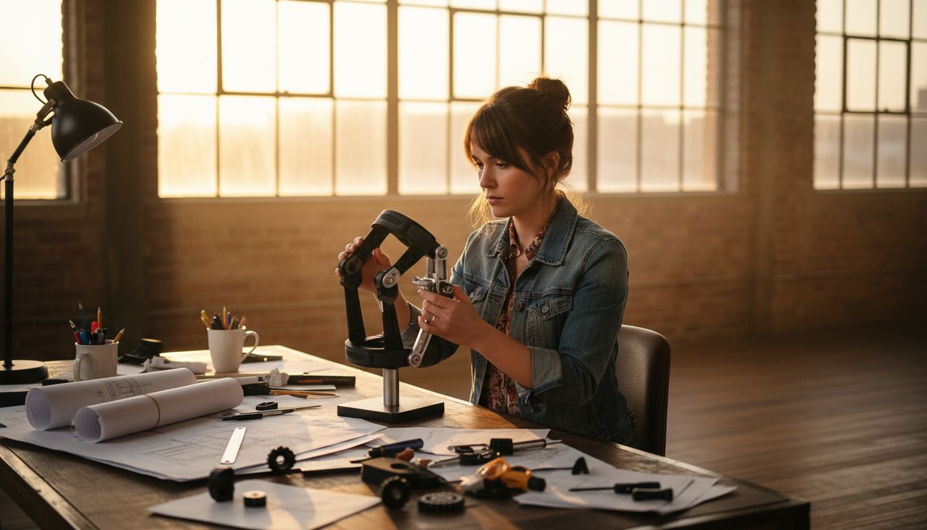 Engineer working on knee brace prototype