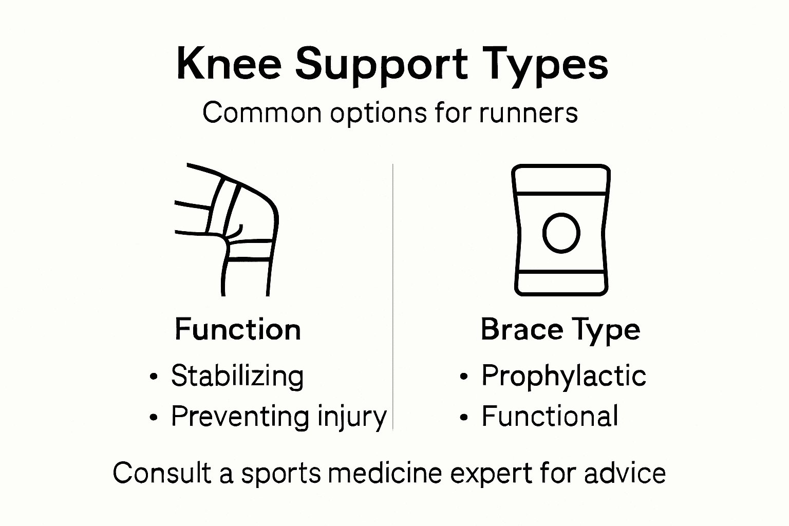 Infographic on knee support types for runners