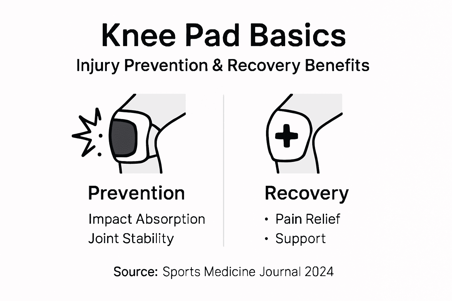 Infographic on knee pad injury prevention and recovery