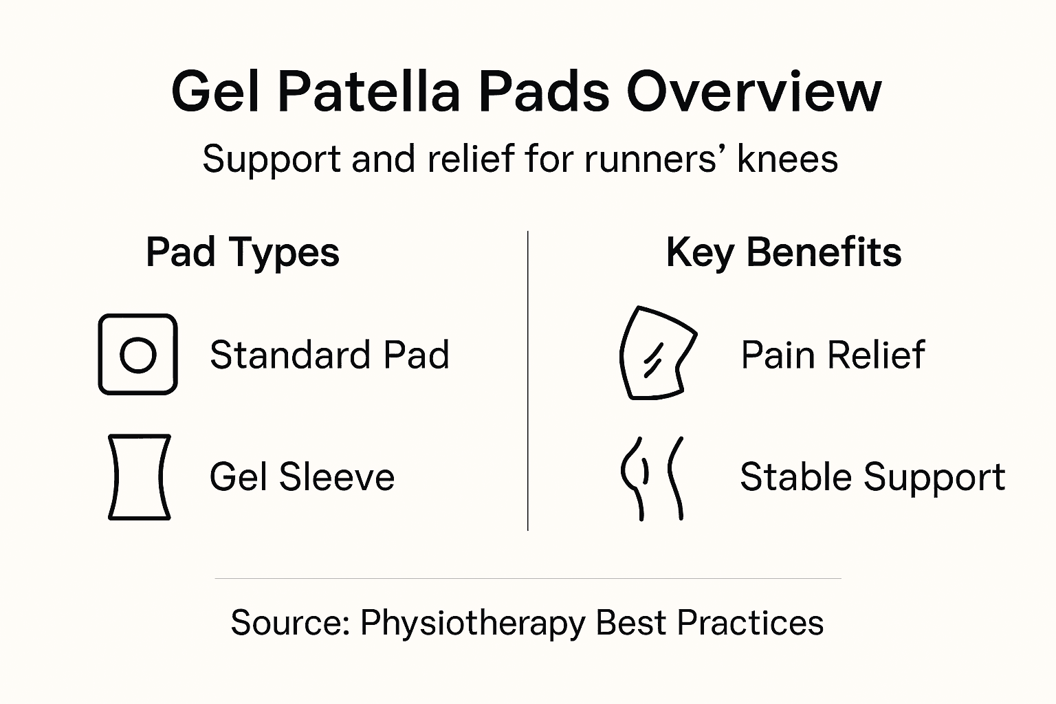 Infographic on gel patella pad types and benefits