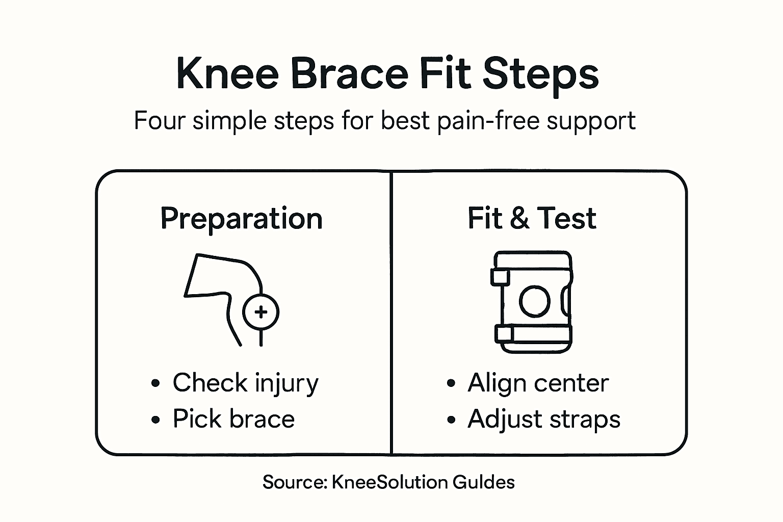 Infographic showing knee brace fitting steps
