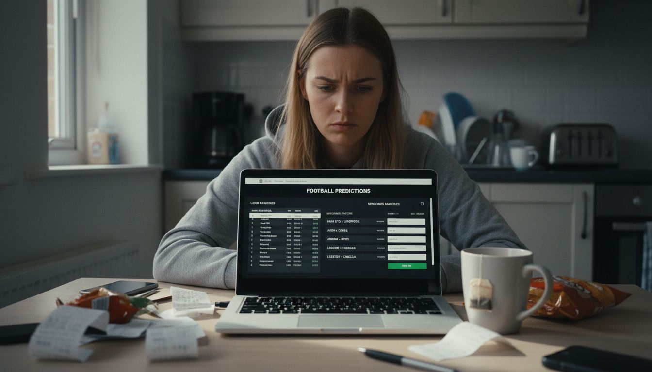 Woman updating football prediction leaderboard