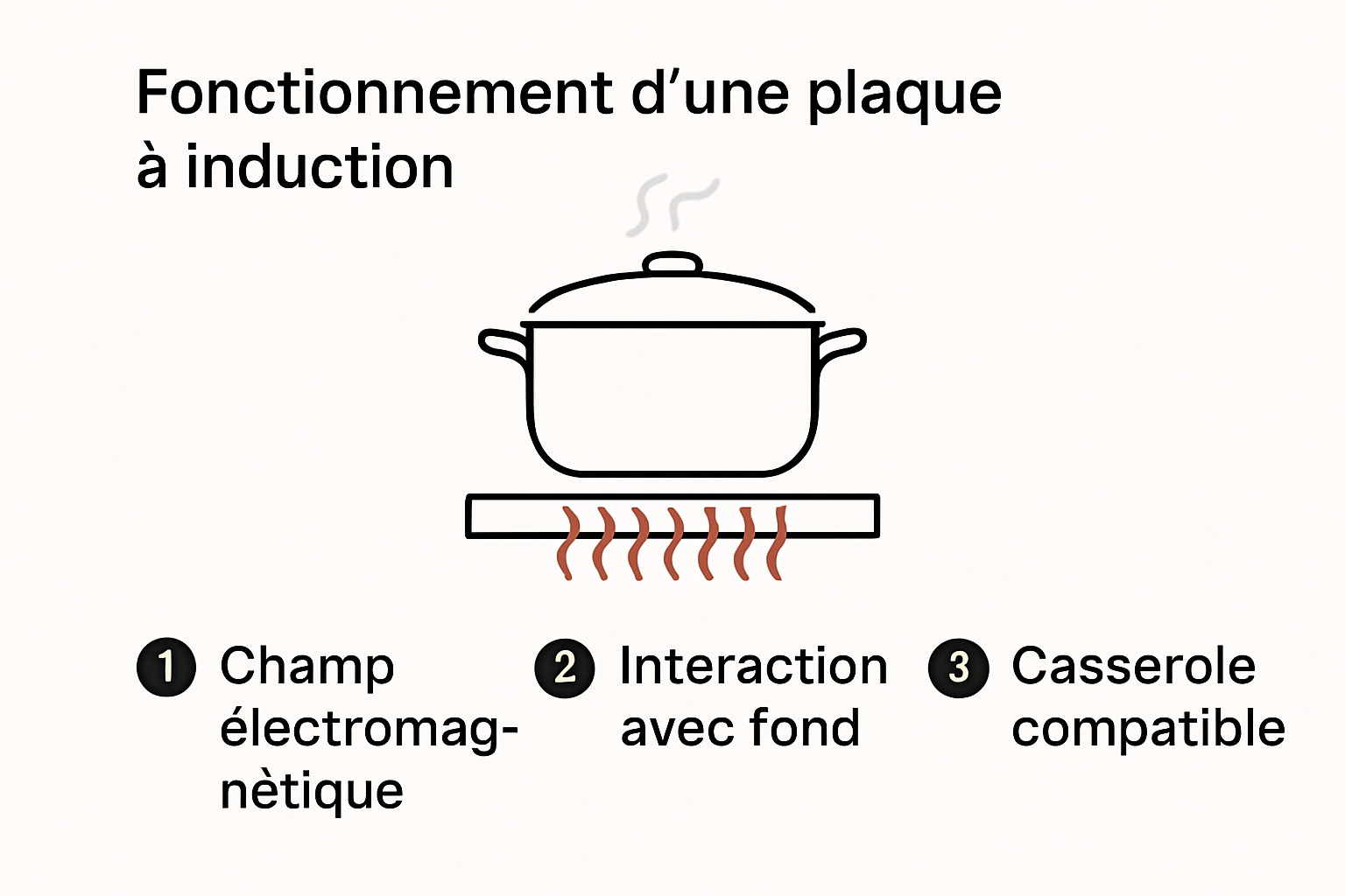 Le principe de fonctionnement des plaques à induction : comment elles chauffent les casseroles adaptées – infographie explicative