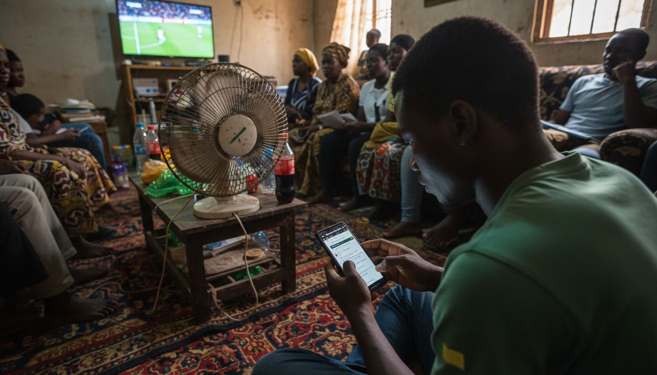 Young man using smartphone for news forum
