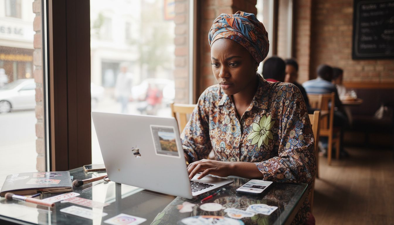 Role of Influencers in Nigeria: Shaping Consumer Trends 2 Micro influencer edits content at café