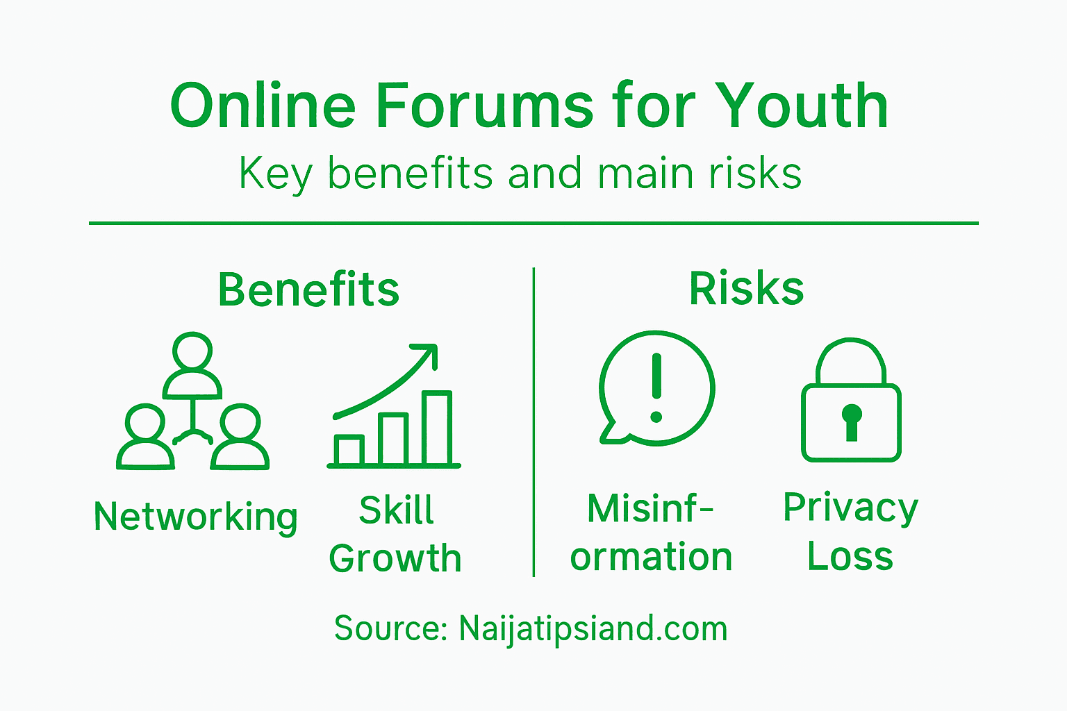 Infographic about benefits and risks of online forums