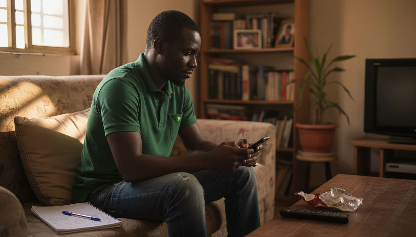 Man drafting online discussion post at home