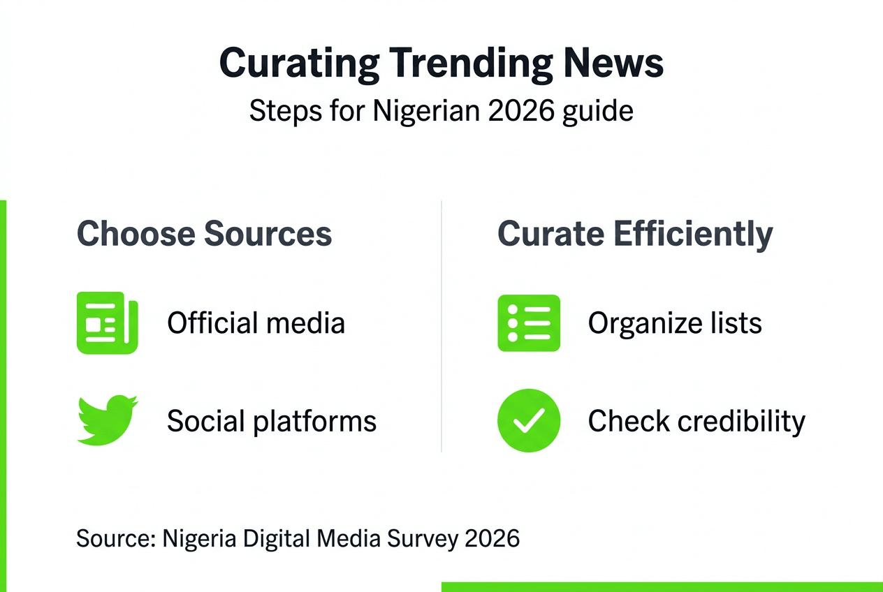Infographic showing news curation steps Nigeria