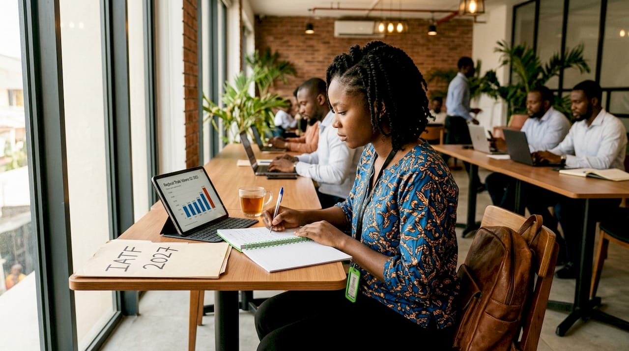 Young professional works on Nigeria trade data