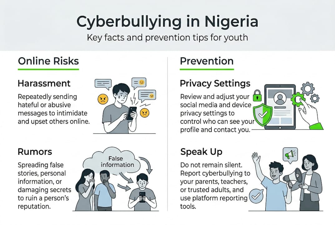 Infographic on cyberbullying risks and prevention