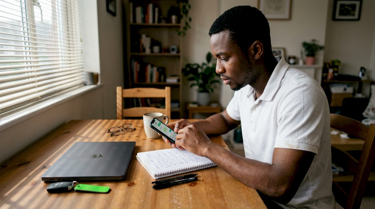 Man preparing and presenting online argument