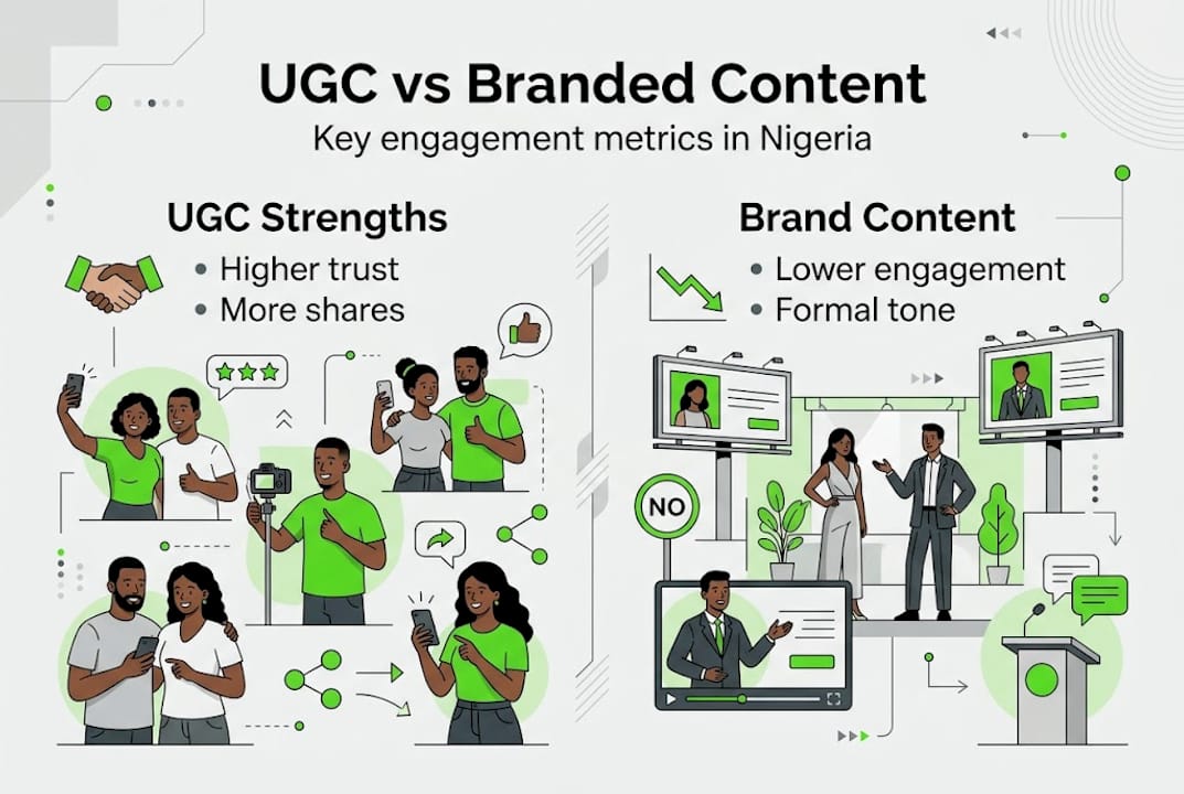 Infographic comparing UGC and branded content