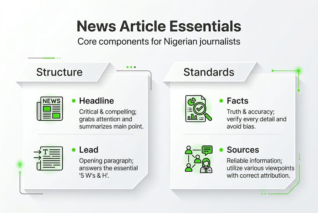 Infographic summarizing key news article elements