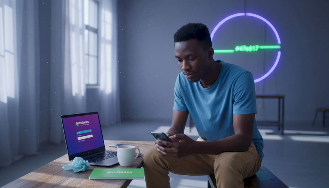 Man waiting for news article feedback workspace