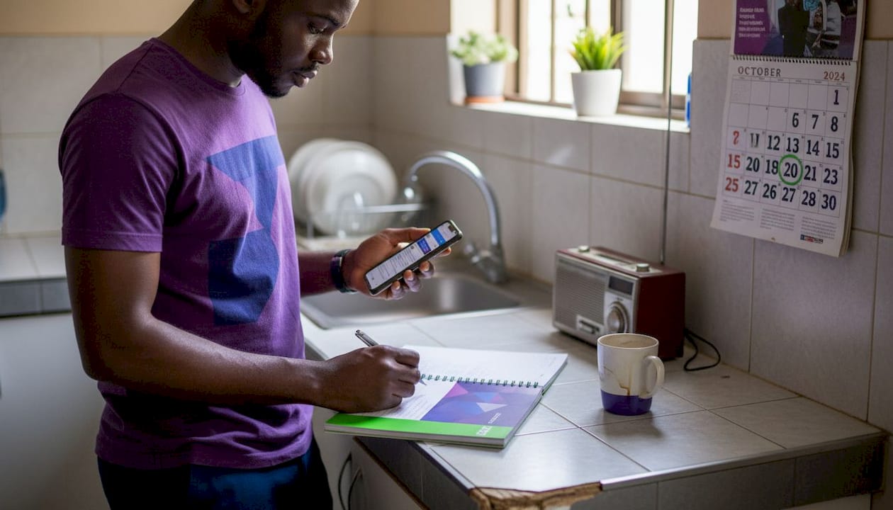 How to follow Nigerian news and avoid misinformation 3 Man cross-checking news with phone and radio