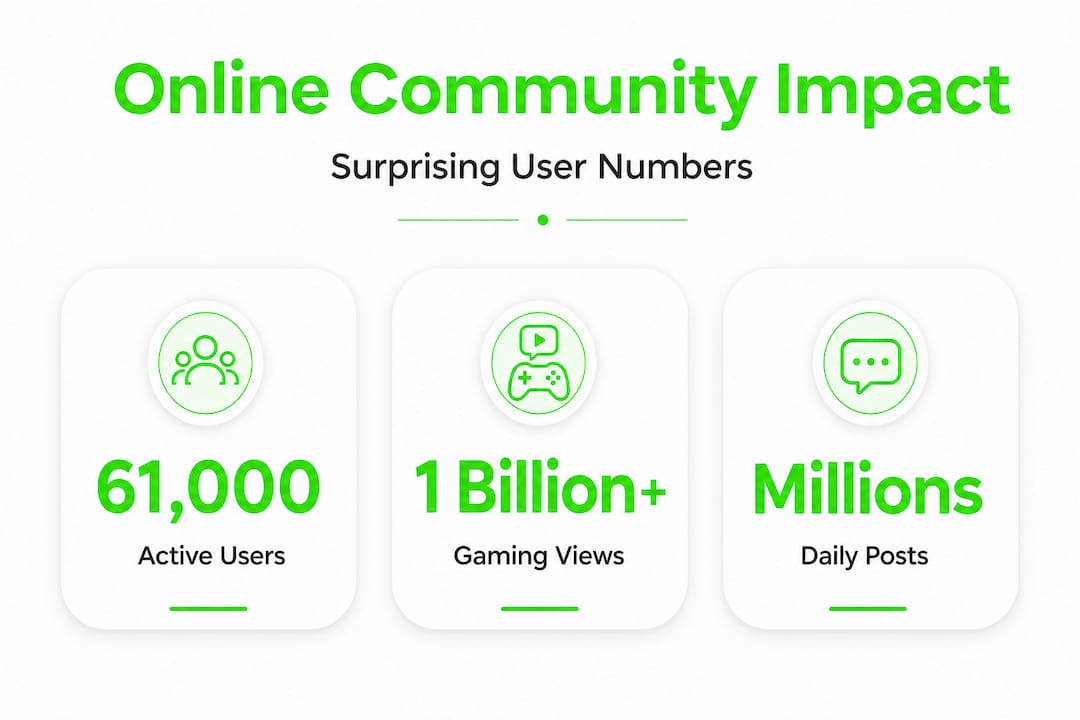 Infographic with stats on online community scale