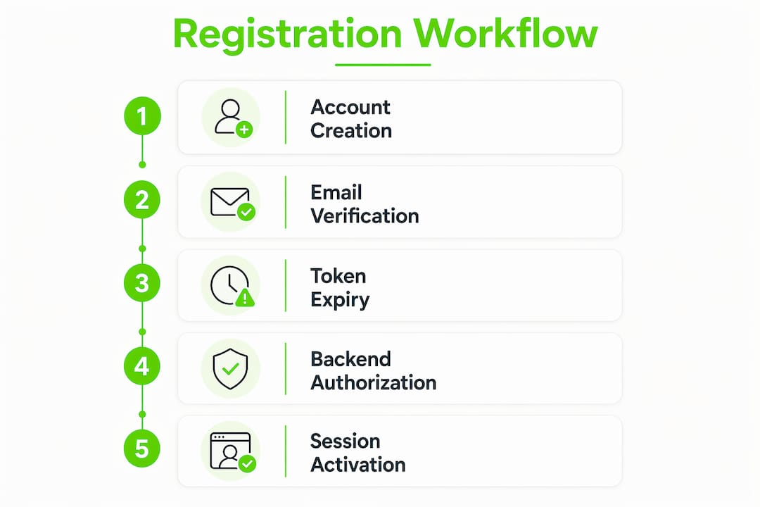 User Registration Workflow: A 2026 Developer Guide 3 Infographic showing user registration workflow steps
