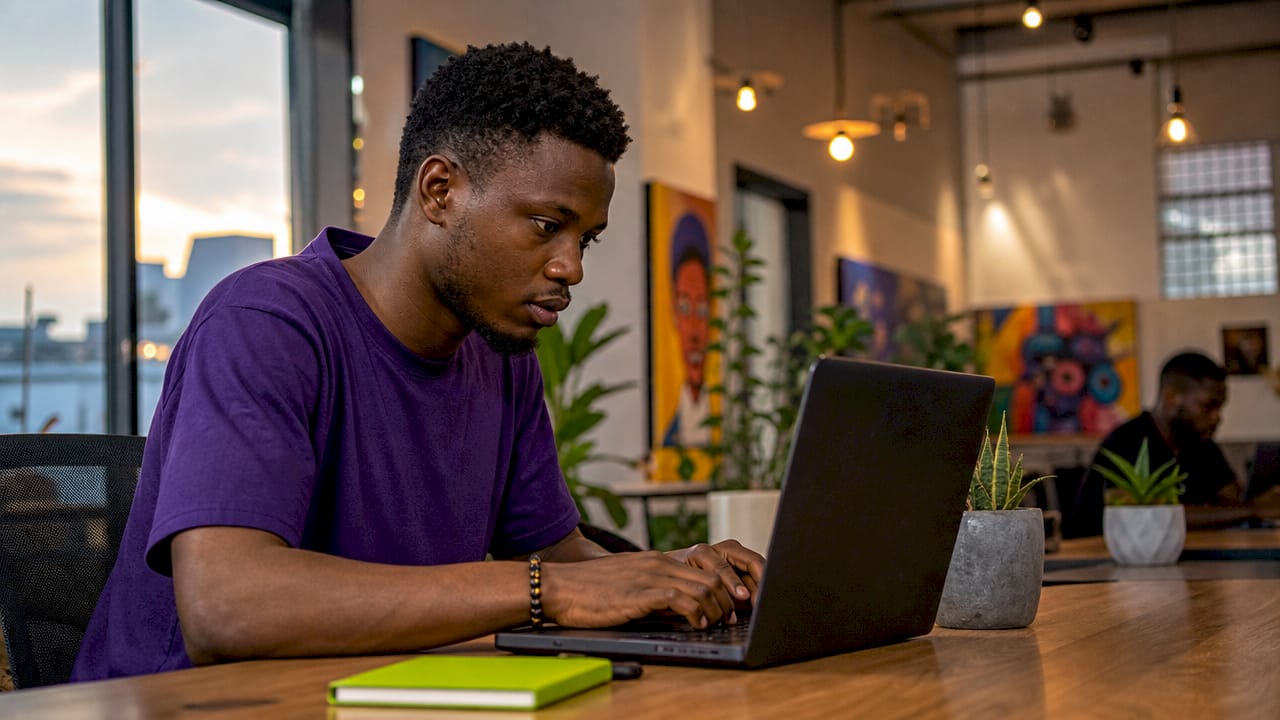 Content Submission Process for Nigerian Creators: 2026 Guide 2 Hands typing with grammar book nearby