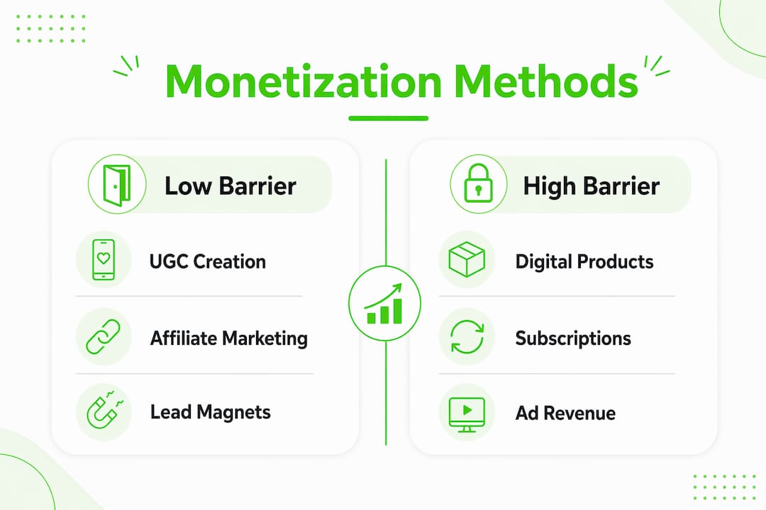 Infographic comparing monetization methods