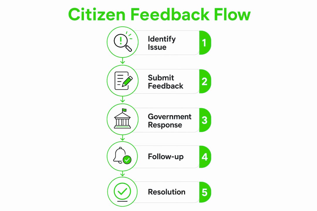 The Role of Citizen Feedback in Nigerian Governance 3 Infographic showing citizen feedback process steps