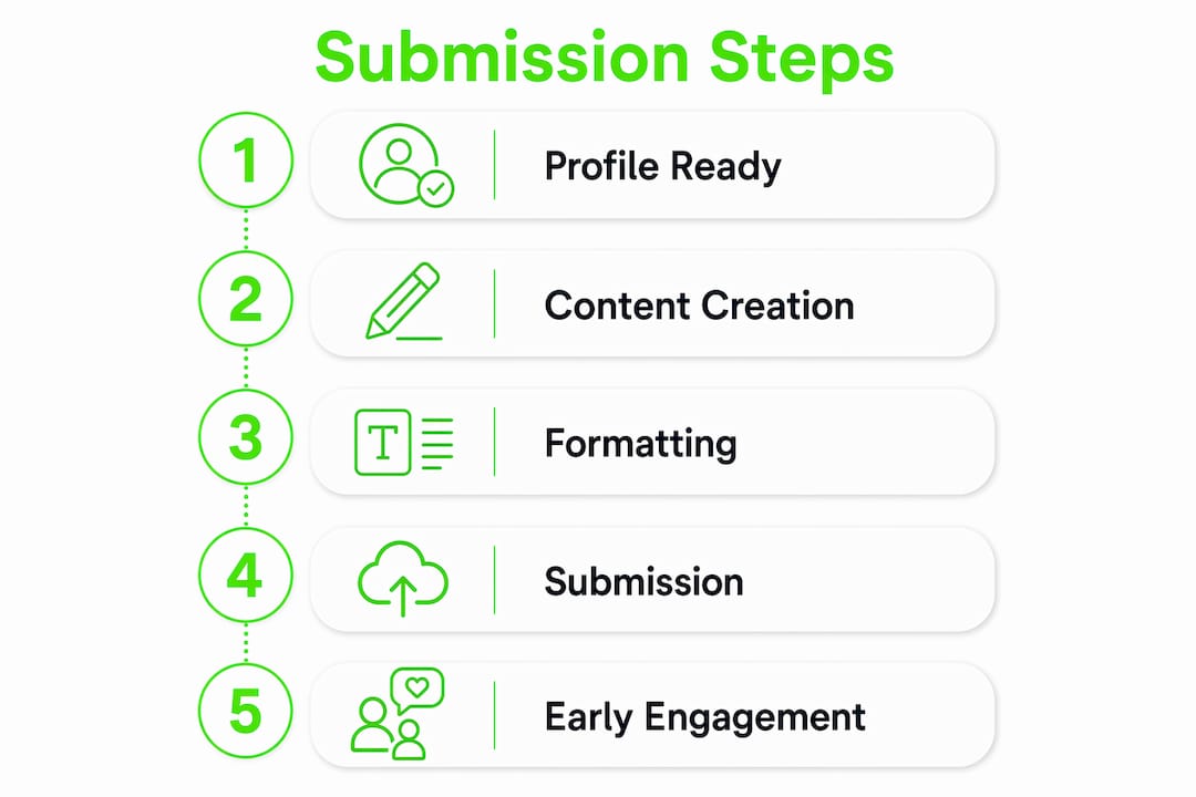 Infographic illustrating steps for submitting posts
