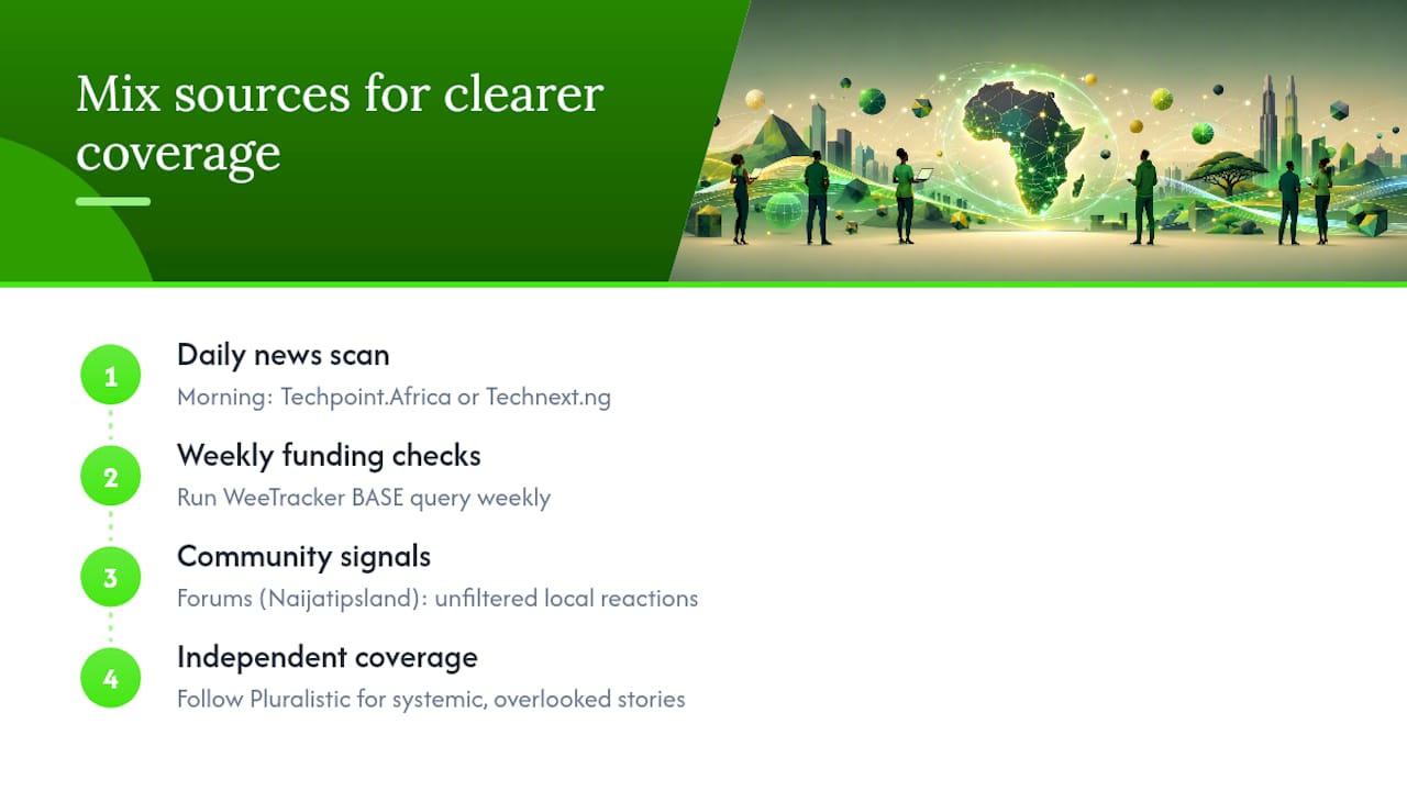 Best TechCabal.com Alternatives for African Tech News 2 Why mixing sources gives you a clearer picture of African tech — overview diagram