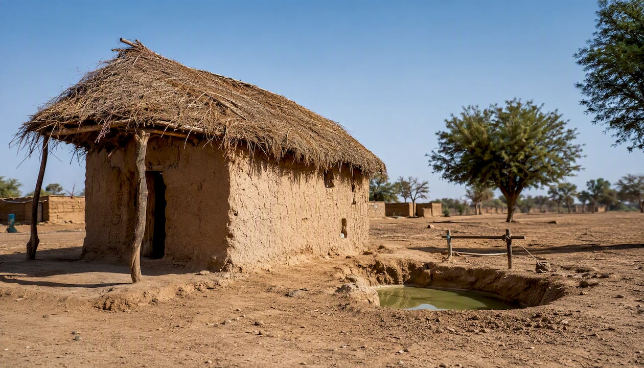 Poverty in Nigeria 2026: What the Data Really Shows 2 Mud house in dry Nigerian northwest village