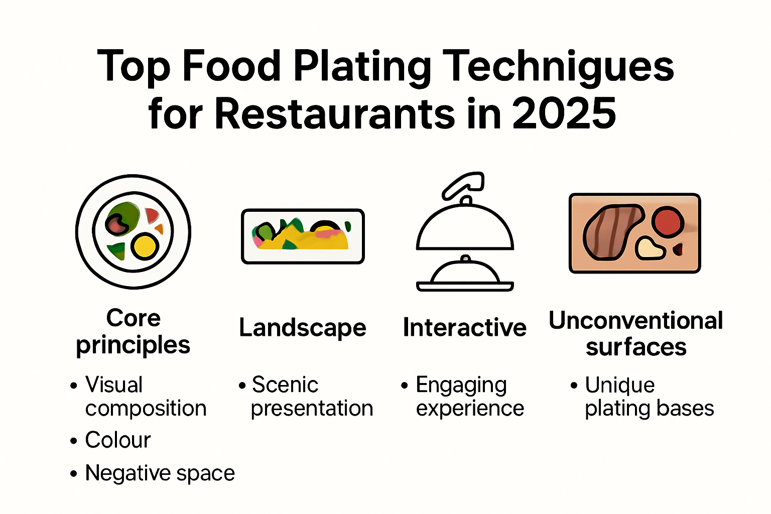 Infographic showing top food plating techniques for restaurants