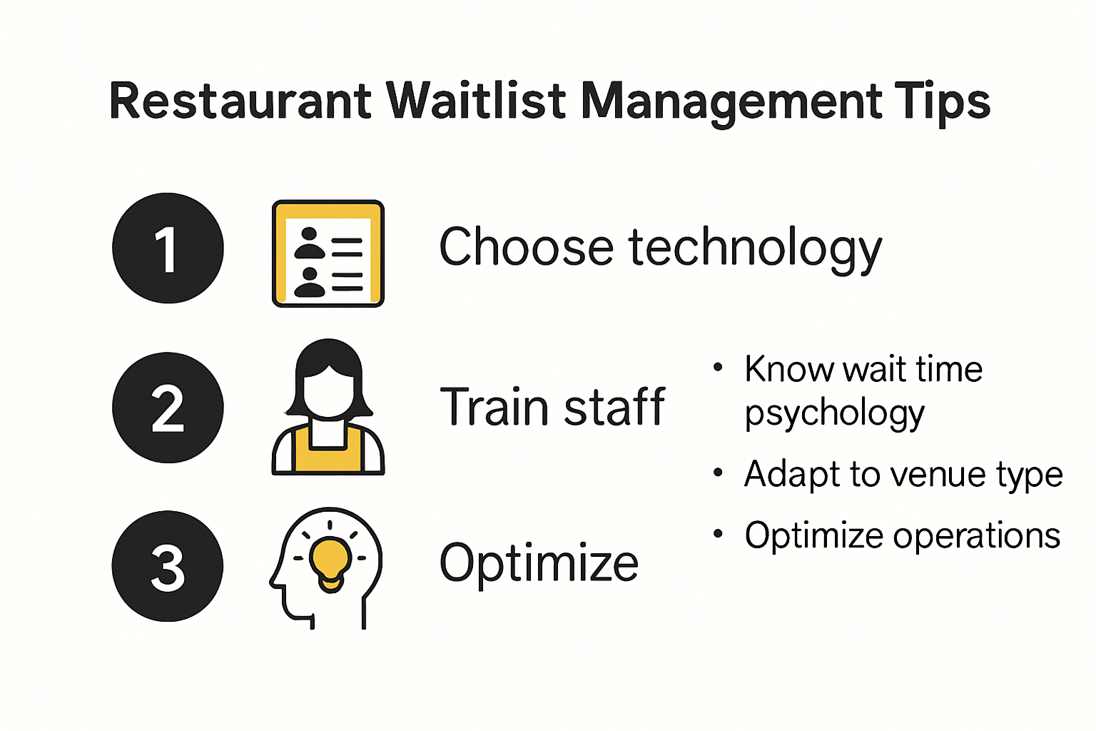 Infographic with top restaurant waitlist management tips for 2025