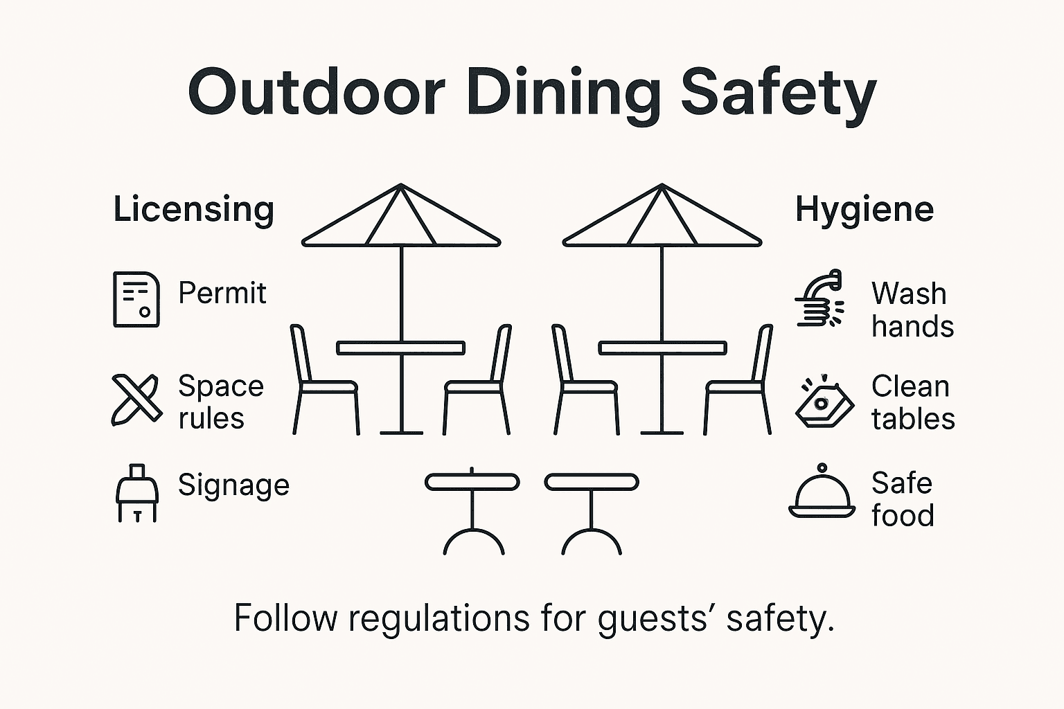 Infographic showing outdoor dining safety steps