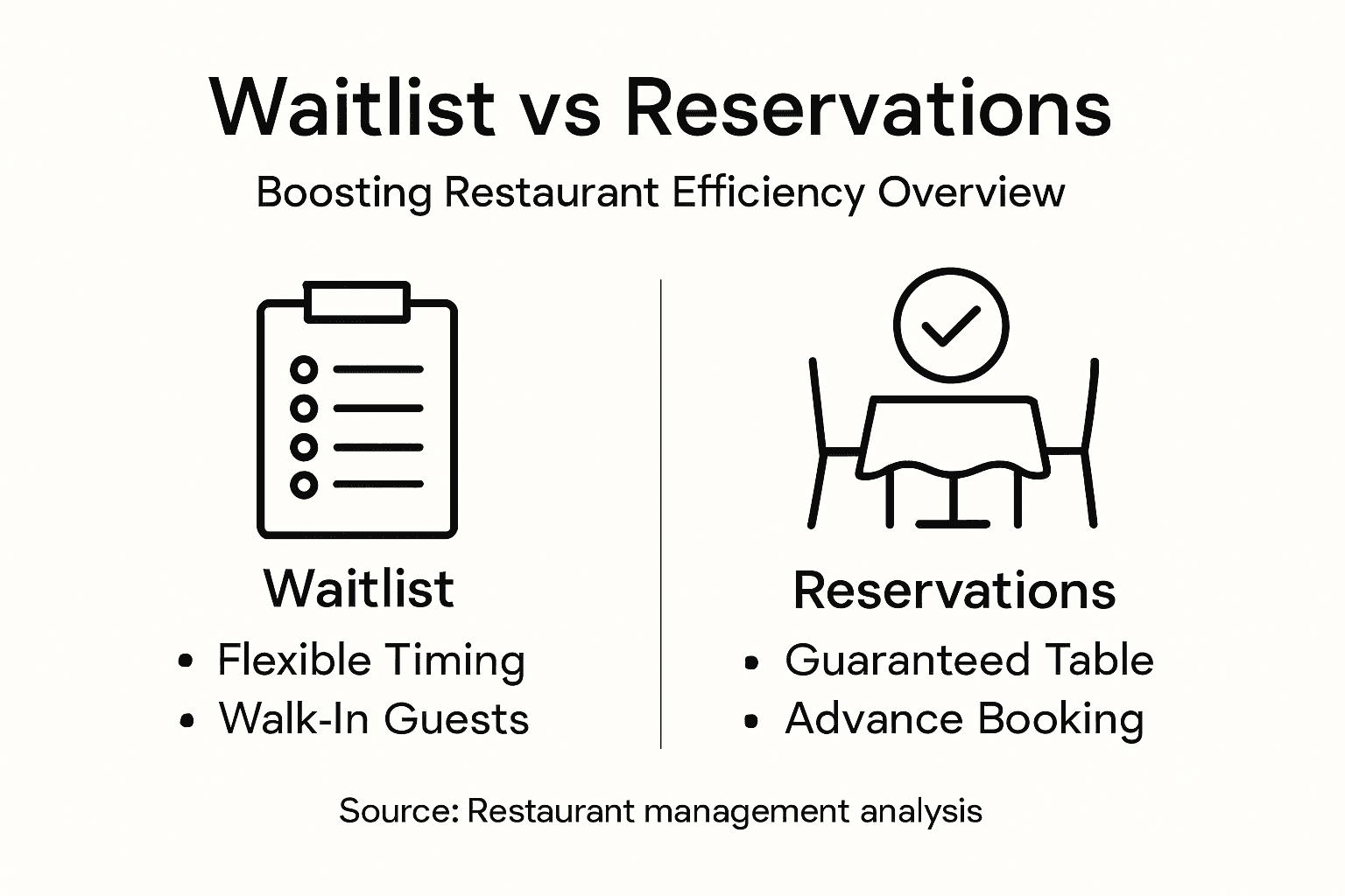 Infographic showing waitlist and reservation comparison