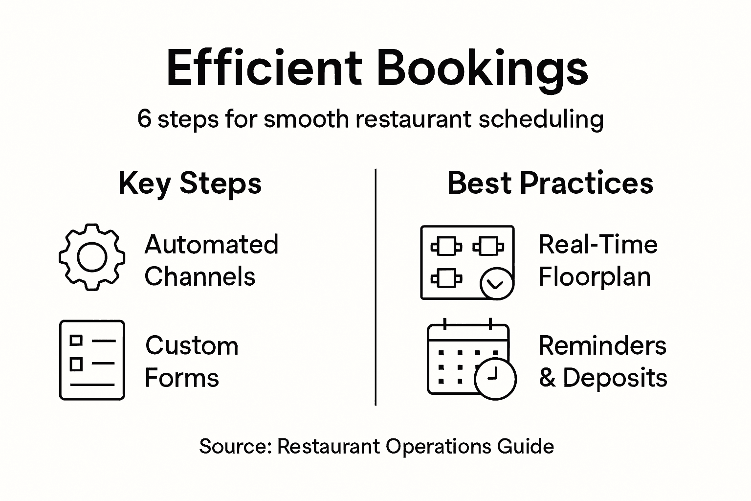 Infographic of six steps for restaurant bookings