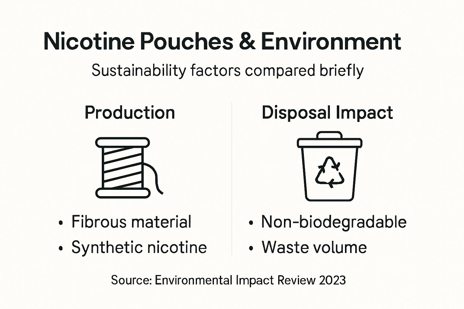 Infographic comparing nicotine pouch sustainability factors