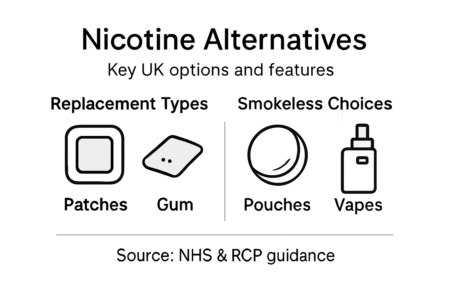 Infographic comparing UK nicotine alternative types