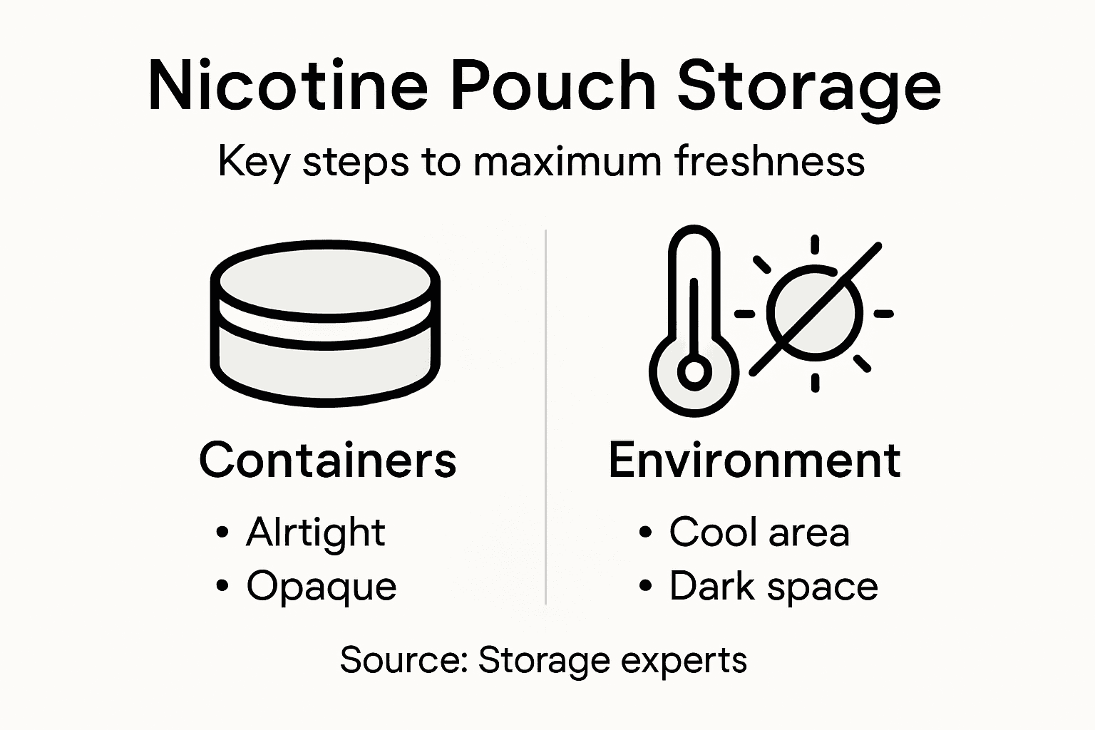 Infographic on nicotine pouch storage tips