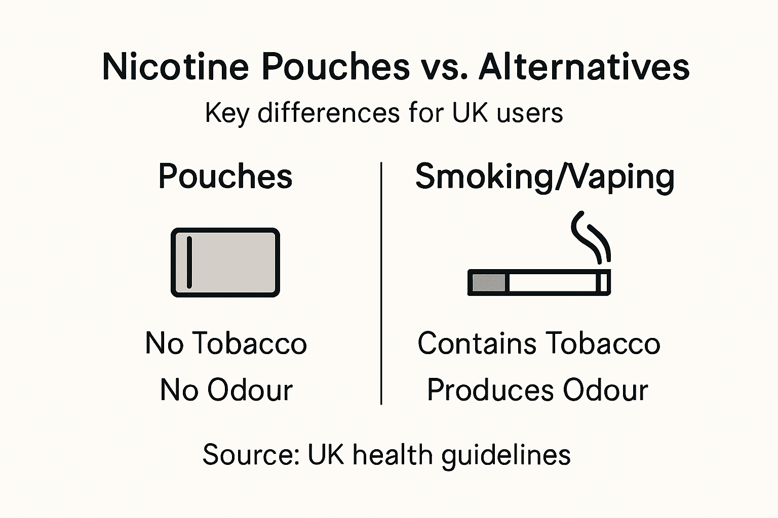Infographic comparing nicotine pouches with alternatives