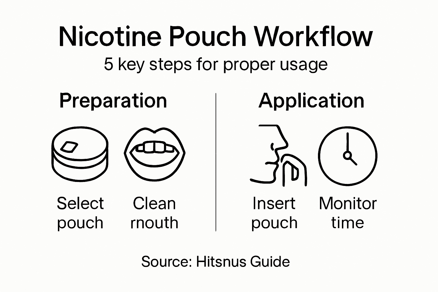 Infographic with nicotine pouch workflow steps