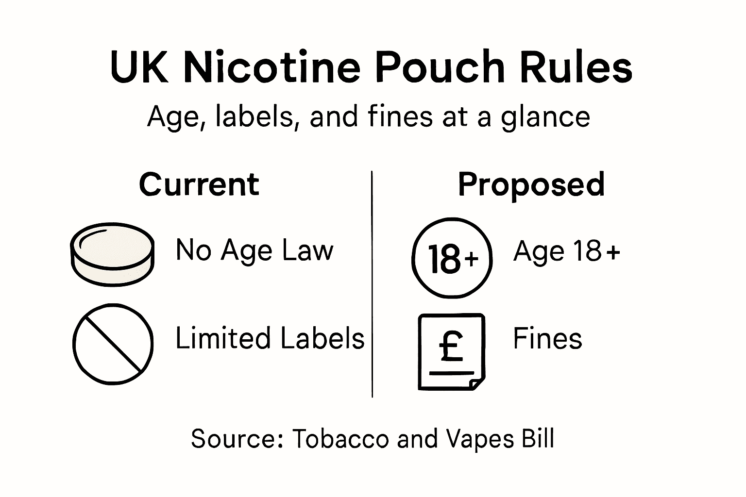 Infographic summarizing UK nicotine pouch rules