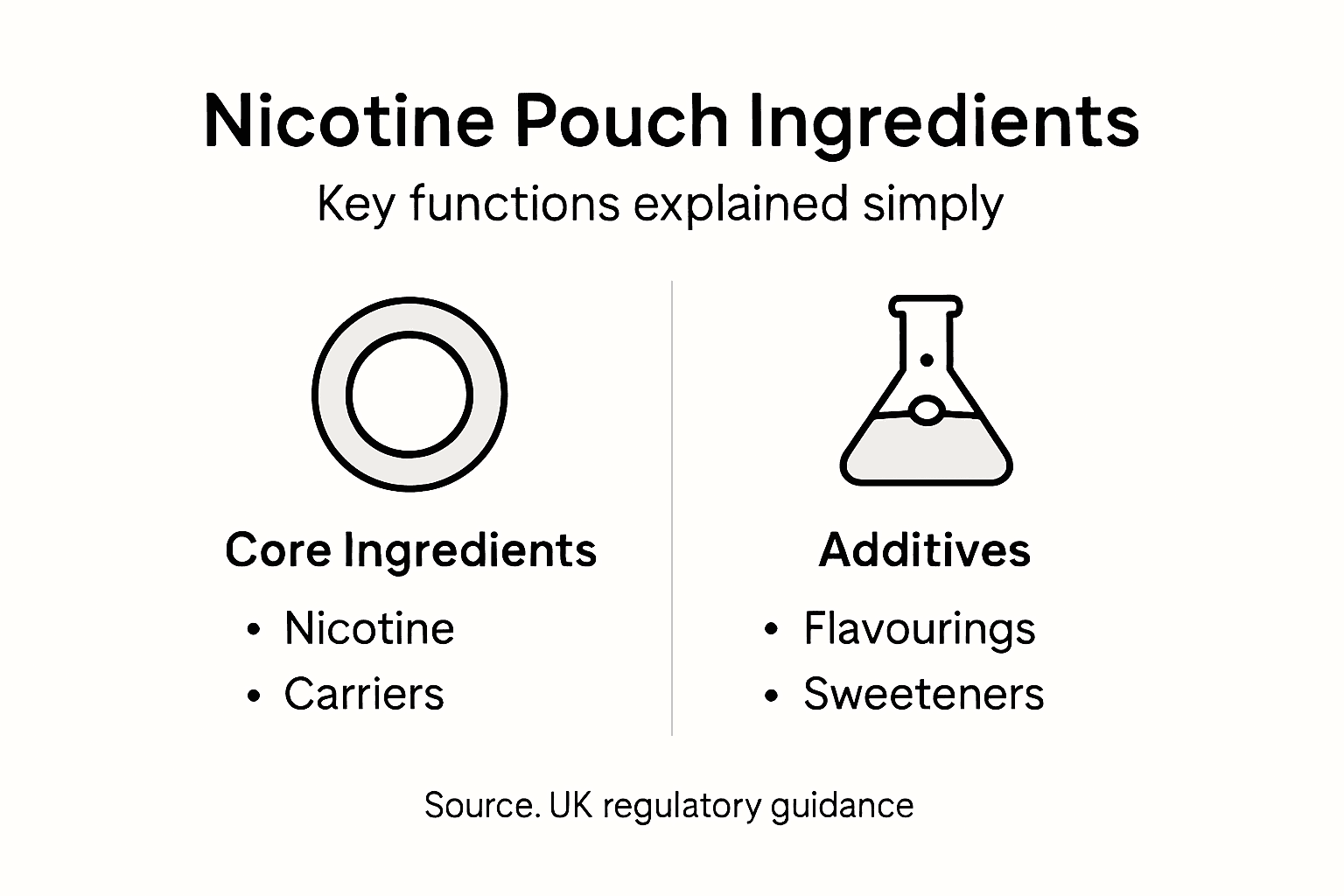 Infographic summarizing nicotine pouch ingredients