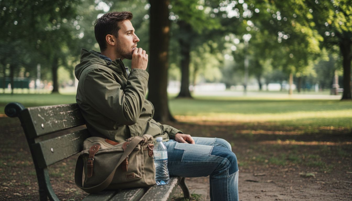 Man demonstrating how to place nicotine pouch