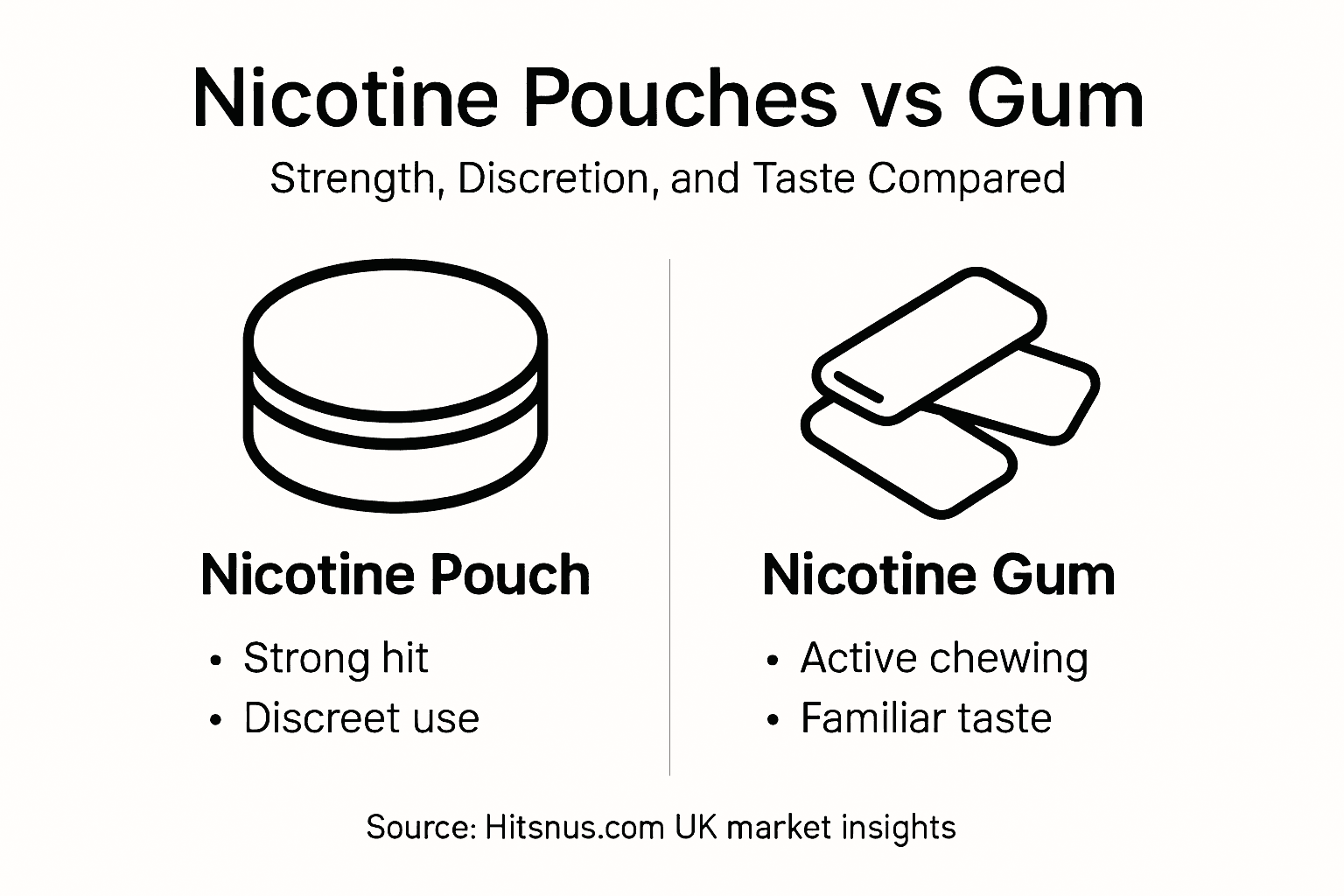 Infographic comparing pouches and gum features