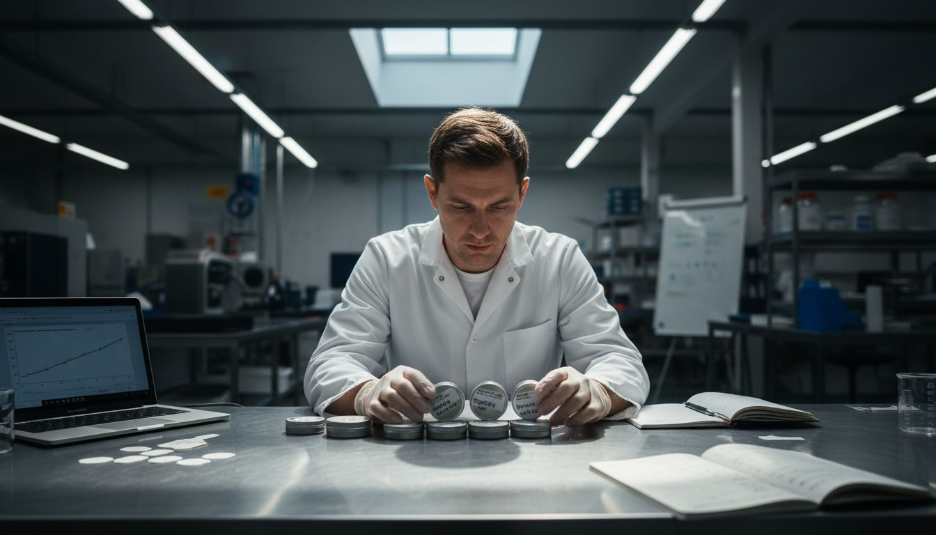 Engineer testing new nicotine pouch products