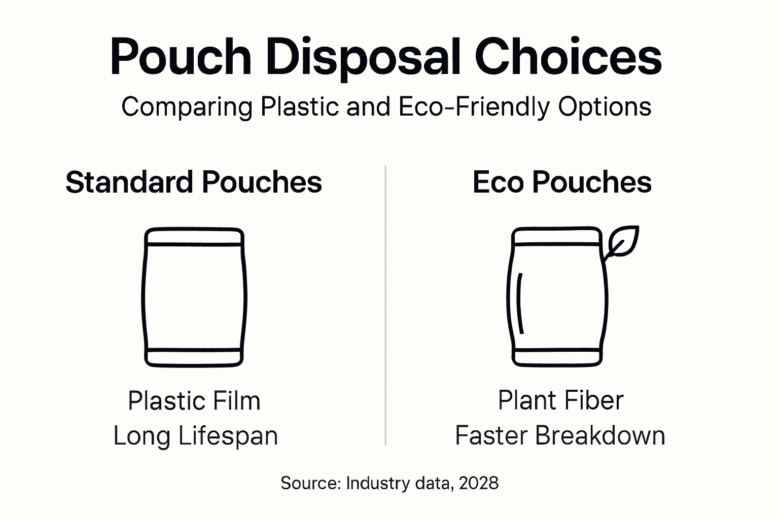 Infographic comparing plastic and eco pouch features
